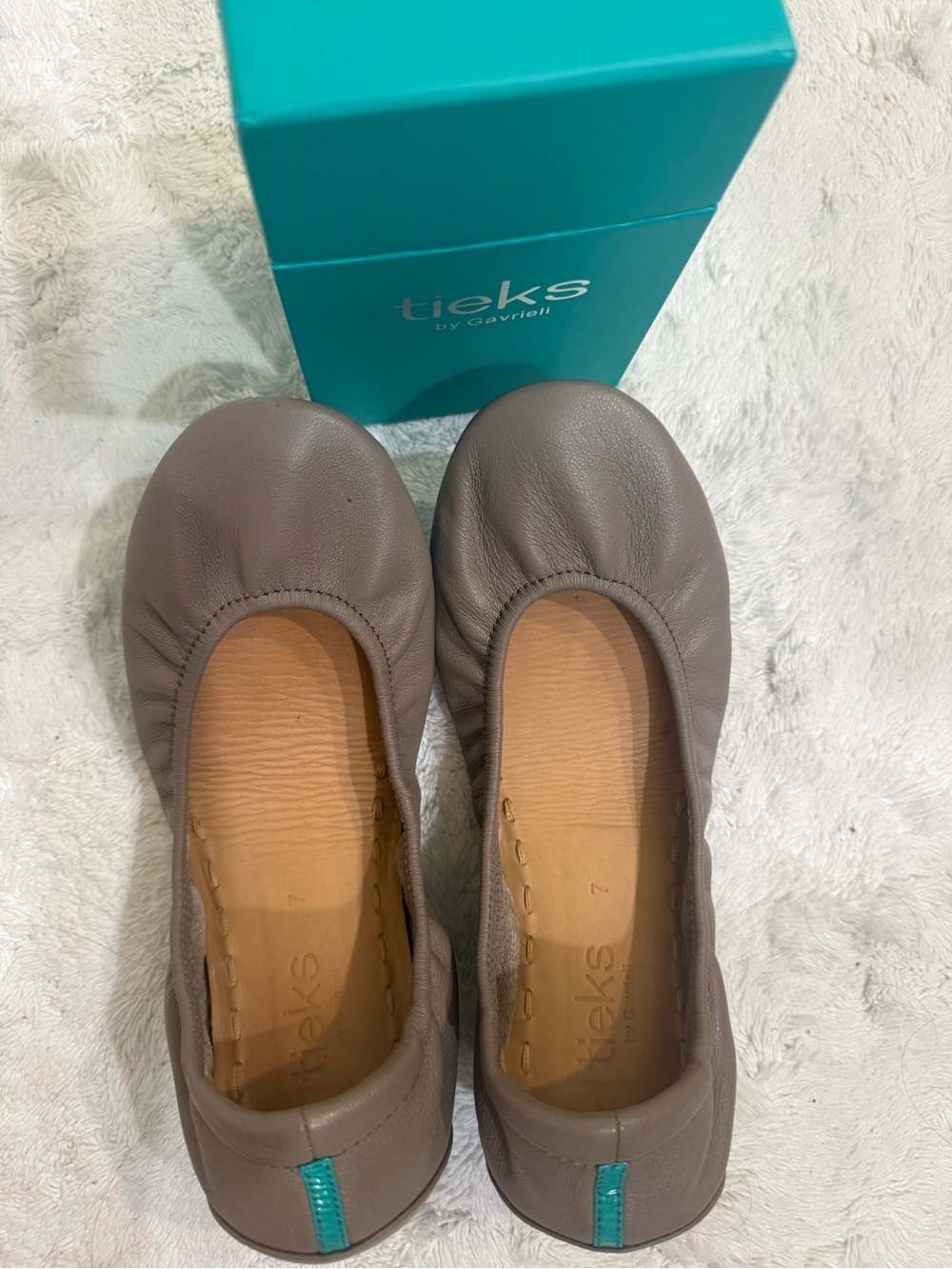 Tieks Taupe Leather Ballet Flats